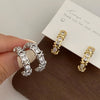 UILZ Cross Design White Zirconia Hoop Earrings For Women   Temperament Party Earring   Korean Daliy Life Jewelry