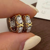UILZ Cross Design White Zirconia Hoop Earrings For Women   Temperament Party Earring   Korean Daliy Life Jewelry