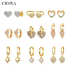 Crmya Gold Silver Filled Heart Hoop Earrings CZ Zircon Long Chain Stud Earings For Women Girls Jewelry - Image 1