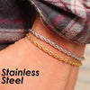 10 Pieces Rope Bracelet Gold Color Stainless Steel Rope Chain Bracelet for Women Men - Image 1