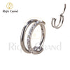 Titanium 16G CZ Row Conch Cartilage Hoop Daith Tragus Helix Rook Lobe Earring Hinged Segment Clicker - Image 8