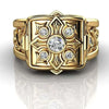 Unique Cross Open Cap Cuffic Locklet Small Secret Pattern Copper Rings For Men Engagement Wedding Party Male Ring  Jewelry