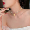 Vienkim Layered Pearl Choker Colar Thick Chains with Pendant Necklace for Women  Choker Necklace on Neck  Jewelry