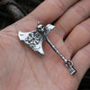 Viking Celtic Wolf Raven Axe Pendant With Skull Odin's Symbol scandinavian Rune Leather Rope Nacklace Charm Male  Amulet Jewelry