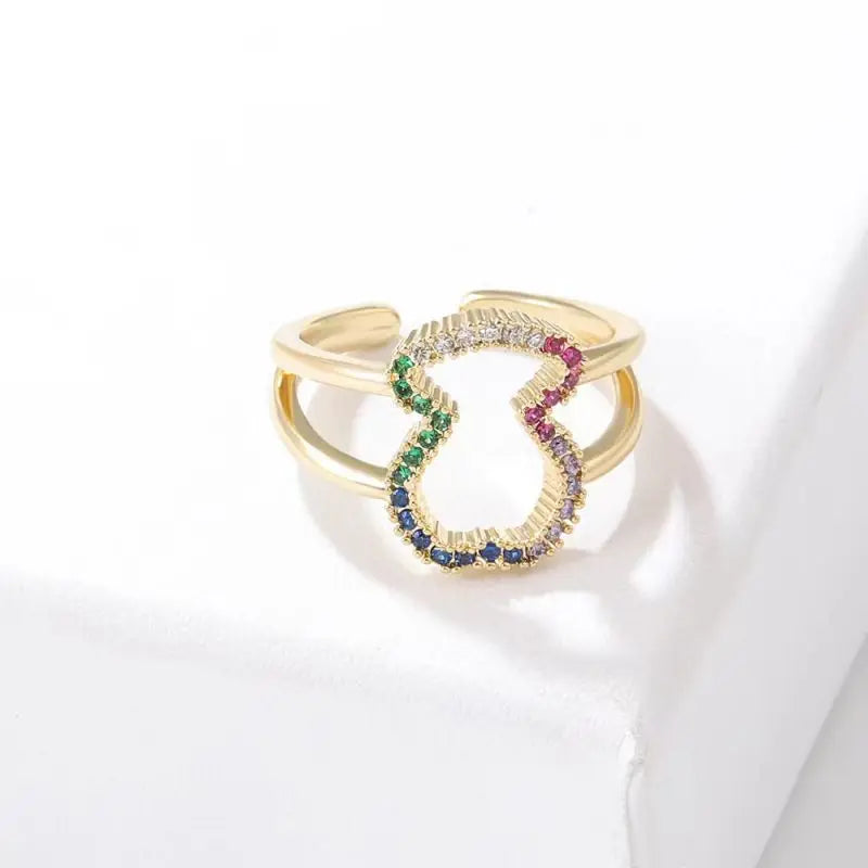 Vintage Bear Rings For Women Cute Animal Brass Adjustable Ring  Party Jewelry Gift for Female Multi Color Stones Rings