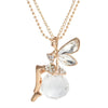 Vintage Butterfly Fairy Pendant Necklace Women  Sweater Chain Necklace Charm Crystal Angel Wing Necklace Party Jewelry