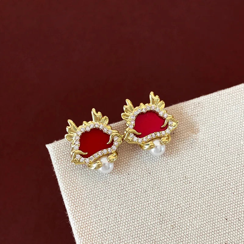 Vintage Chinese Style Dragon Stud Earrings for Women Trendy Punk Personality Animal Totem Earrings Statement Jewelry Gift