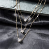 Vintage Crystal Heart Star Layered Pendant Necklace for Women Charm Water Drop Zircon Choker Chain Girls Wedding Party Jewelry
