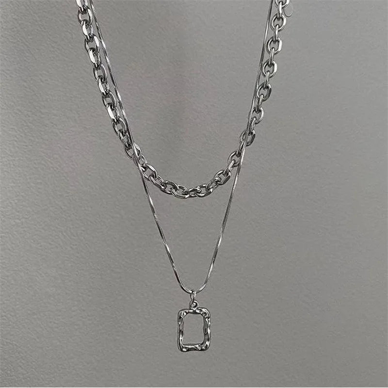 Vintage Crystal Heart Star Layered Pendant Necklace for Women Charm Water Drop Zircon Choker Chain Girls Wedding Party Jewelry