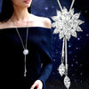 Vintage  Crystal Snowflake Pendant Necklace for Women Zircon Flower Long Sweater Chain Winter Jewelry Accessories Gift
