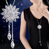 Vintage  Crystal Snowflake Pendant Necklace for Women Zircon Flower Long Sweater Chain Winter Jewelry Accessories Gift