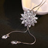 Vintage  Crystal Snowflake Pendant Necklace for Women Zircon Flower Long Sweater Chain Winter Jewelry Accessories Gift