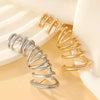Vintage Geometric Multi-Layer Hollow Clip Earrings for Women Punk Metal Semi-Circular Ring Nonpiercing Ear Cuff Jewelry Gifts
