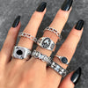 Vintage Gothic Metal Rings Set for Women Girls Geometric Retro Multi Knuckle Joint Finger Ring Personality Snake Trendy Jewelry