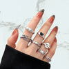 Vintage Gothic Metal Rings Set for Women Girls Geometric Retro Multi Knuckle Joint Finger Ring Personality Snake Trendy Jewelry