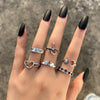 Vintage Gothic Metal Rings Set for Women Girls Geometric Retro Multi Knuckle Joint Finger Ring Personality Snake Trendy Jewelry