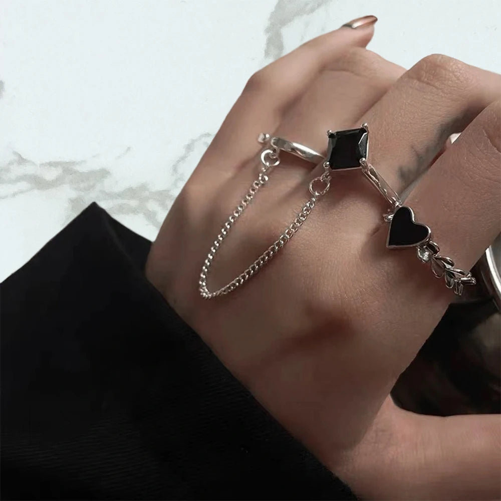 Vintage Gothic Metal Rings Set for Women Girls Geometric Retro Multi Knuckle Joint Finger Ring Personality Snake Trendy Jewelry