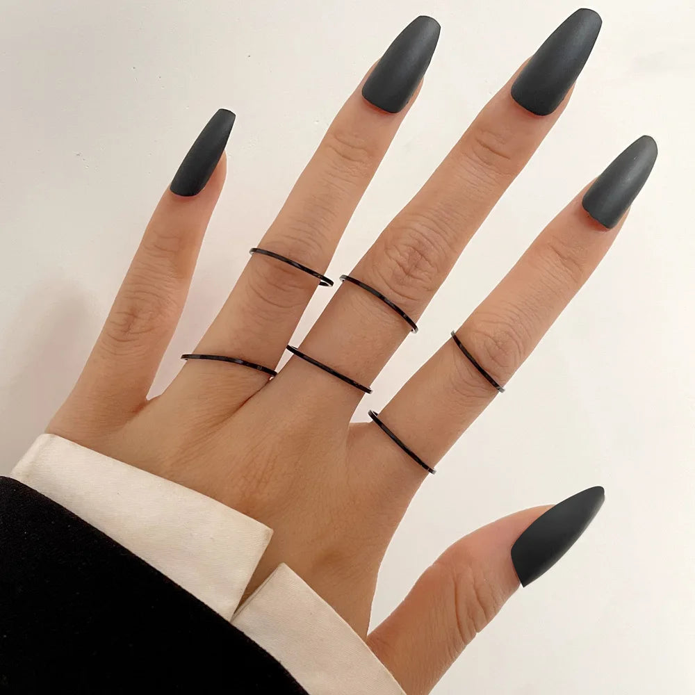 Vintage Gothic Metal Rings Set for Women Girls Geometric Retro Multi Knuckle Joint Finger Ring Personality Snake Trendy Jewelry