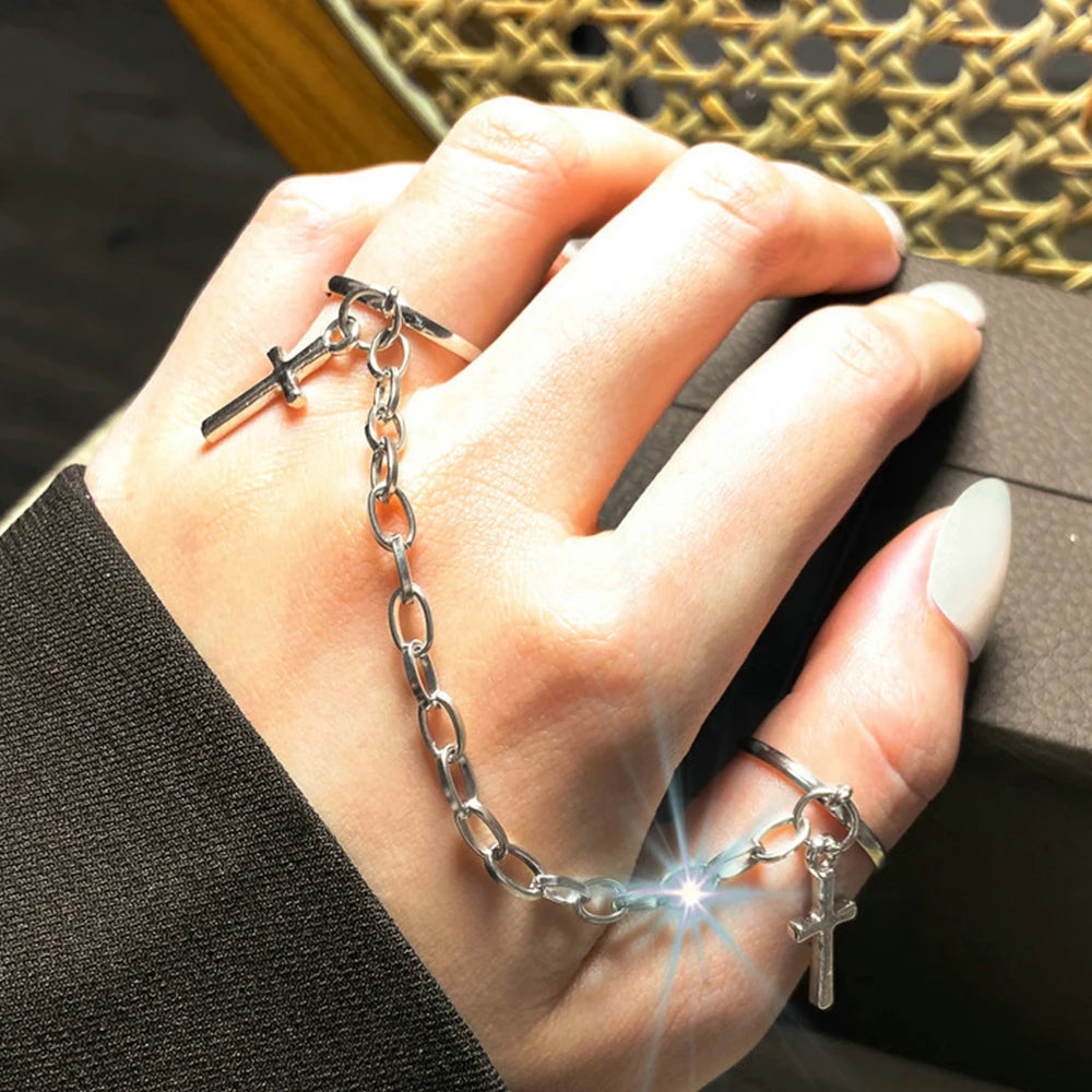 Vintage Gothic Metal Rings Set for Women Girls Geometric Retro Multi Knuckle Joint Finger Ring Personality Snake Trendy Jewelry