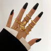 Vintage Gothic Metal Rings Set for Women Girls Geometric Retro Multi Knuckle Joint Finger Ring Personality Snake Trendy Jewelry