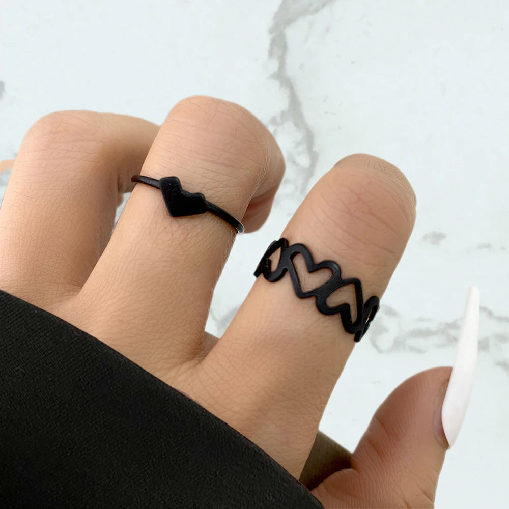 Vintage Gothic Metal Rings Set for Women Girls Geometric Retro Multi Knuckle Joint Finger Ring Personality Snake Trendy Jewelry