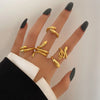 Vintage Gothic Metal Rings Set for Women Girls Geometric Retro Multi Knuckle Joint Finger Ring Personality Snake Trendy Jewelry
