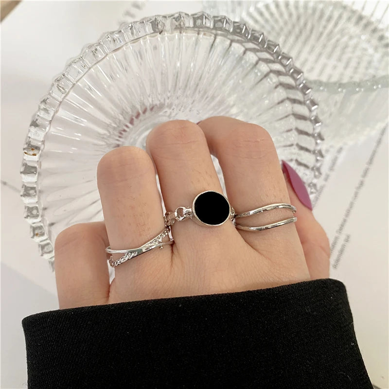 Vintage Gothic Metal Rings Set for Women Girls Geometric Retro Multi Knuckle Joint Finger Ring Personality Snake Trendy Jewelry