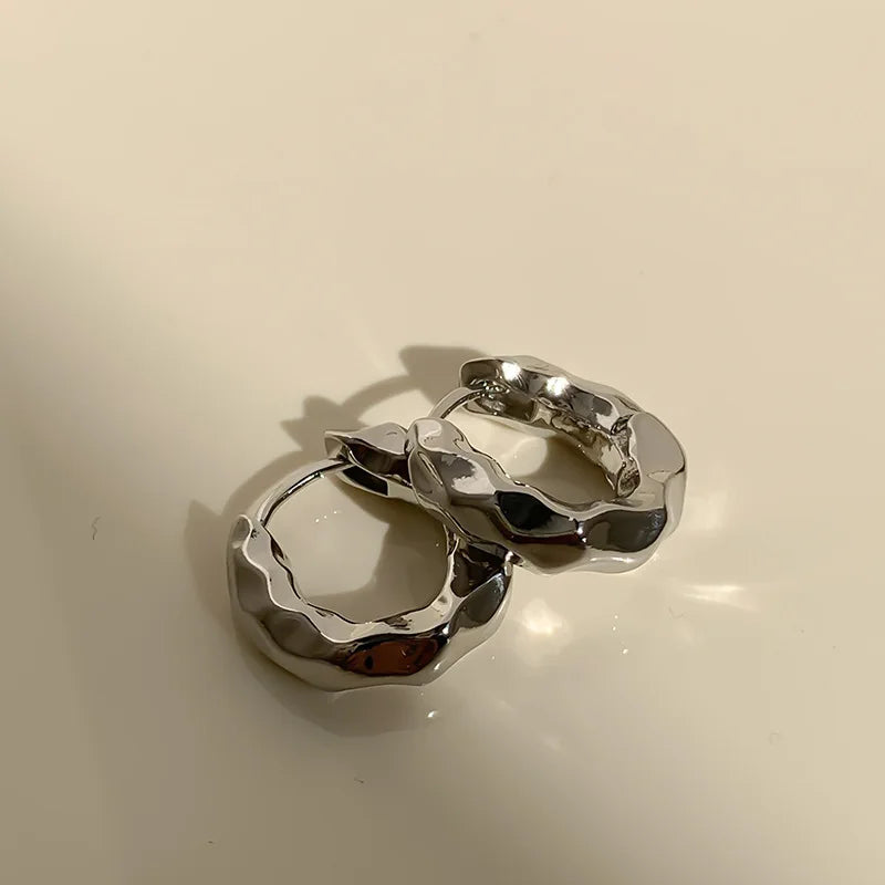 Vintage Metal Double Layer Winding Hollow Round Earrings for Women Trendy Earring Jewelry Prevent Allergy Party Accessories Gift