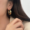 Vintage Metal Double Layer Winding Hollow Round Earrings for Women Trendy Earring Jewelry Prevent Allergy Party Accessories Gift