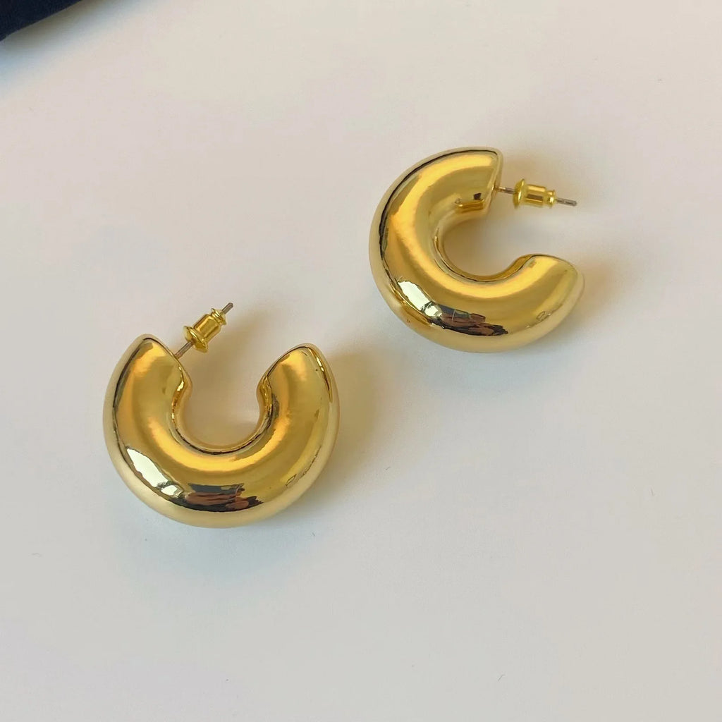 Vintage Metal Double Layer Winding Hollow Round Earrings for Women Trendy Earring Jewelry Prevent Allergy Party Accessories Gift