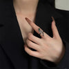 Vintage Micro-Inlaid Zircon Snake Ring Finger Ring for Women Ins Adjustable Crystal Puck Rings Girls Party Engagement Jewelry