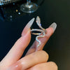Vintage Micro-Inlaid Zircon Snake Ring Finger Ring for Women Ins Adjustable Crystal Puck Rings Girls Party Engagement Jewelry