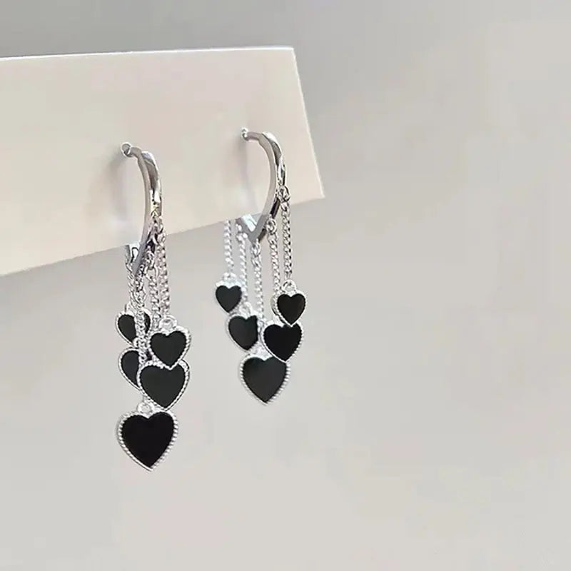 Vintage National Style Leopard Print Flower Double Heart Earrings for Women Girl Bridal Wedding Jewelry Gift Party