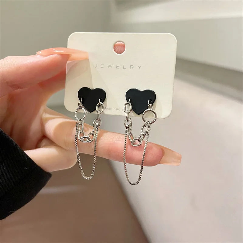 Vintage National Style Leopard Print Flower Double Heart Earrings for Women Girl Bridal Wedding Jewelry Gift Party