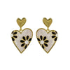 Vintage National Style Leopard Print Flower Double Heart Earrings for Women Girl Bridal Wedding Jewelry Gift Party
