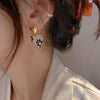 Vintage National Style Leopard Print Flower Double Heart Earrings for Women Girl Bridal Wedding Jewelry Gift Party