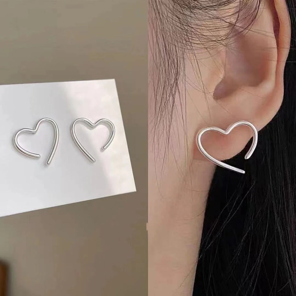 Vintage National Style Shell Daisy Double Heart Earrings for Women Girl Bridal Wedding Jewelry Gift Party
