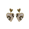 Vintage National Style Shell Daisy Double Heart Earrings for Women Girl Bridal Wedding Jewelry Gift Party
