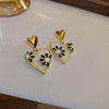 Vintage National Style Shell Daisy Double Heart Earrings for Women Girl Bridal Wedding Jewelry Gift Party