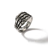 Vintage Skeleton Gothic Rings for Men Silver Colour Hand Bone Punk Couple Ring Women Hip Hop Creativity Jewelry  New