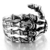 Vintage Skeleton Gothic Rings for Men Silver Colour Hand Bone Punk Couple Ring Women Hip Hop Creativity Jewelry  New