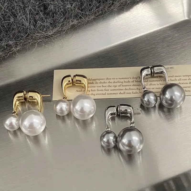 Vintage Small and Large Pearl Earrings for Women Elegant Double-Sided Dangle Earrings Jewelry Wedding Birthday Gift