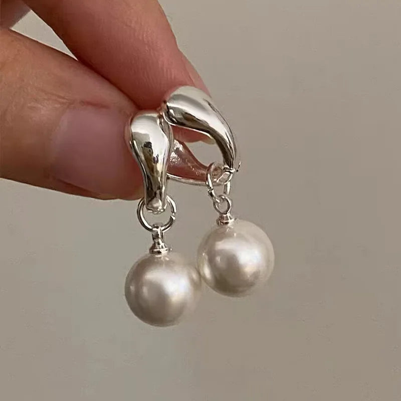 Vintage Small and Large Pearl Earrings for Women Elegant Double-Sided Dangle Earrings Jewelry Wedding Birthday Gift