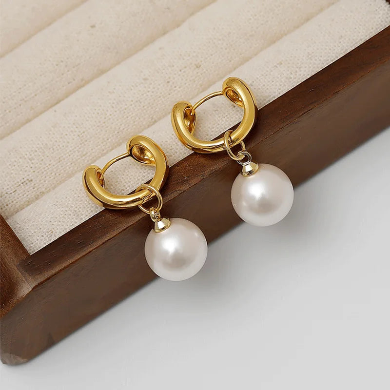 Vintage Small and Large Pearl Earrings for Women Elegant Double-Sided Dangle Earrings Jewelry Wedding Birthday Gift