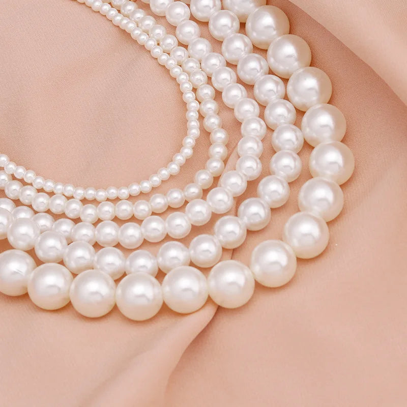 Vintage Style Simple 6MM Pearl Chain Choker Necklace For Women Wedding Love Shell Pendant Necklace  Jewelry