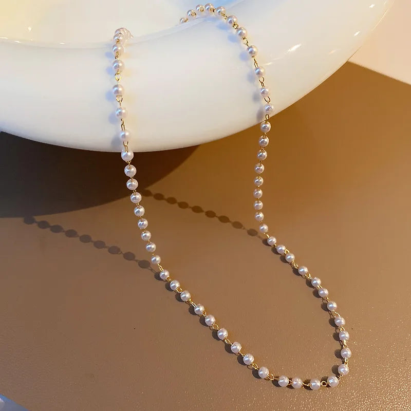 Vintage Style Simple Pearl Chain Choker Necklace for Women Wedding Love Shell Pendant Necklace Jewelry Wholesale