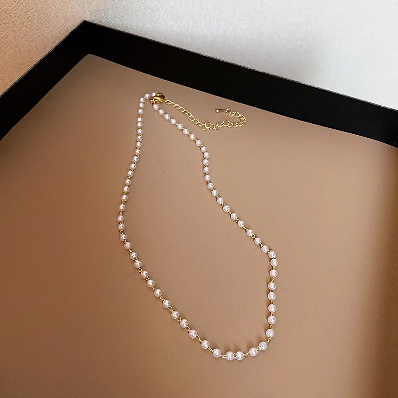 Vintage Style Simple Pearl Chain Choker Necklace for Women Wedding Love Shell Pendant Necklace Jewelry Wholesale