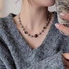 Vintage Tiger Eye Stone Necklace Gothic Geometric Metal Ball Beaded Necklace for Women Jewelry Accessories Y2K Aesthetic