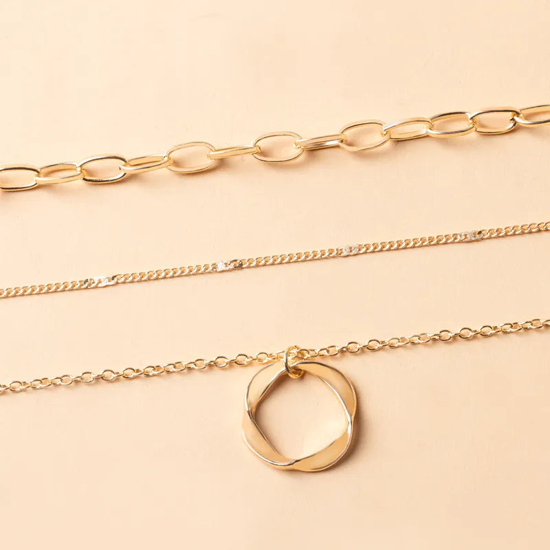 Vintage Twist Round Charm Layered Necklace Women's Jewelry Accessories for Girls Clothing Aesthetic Gifts  Pendant 2022