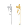 Vintage Water Drop Zircon Tassel Snake Shaped Ear Cuff Without Piercing Clip Earrings for Women Punk Chain Ear Clip Jewelry Gift